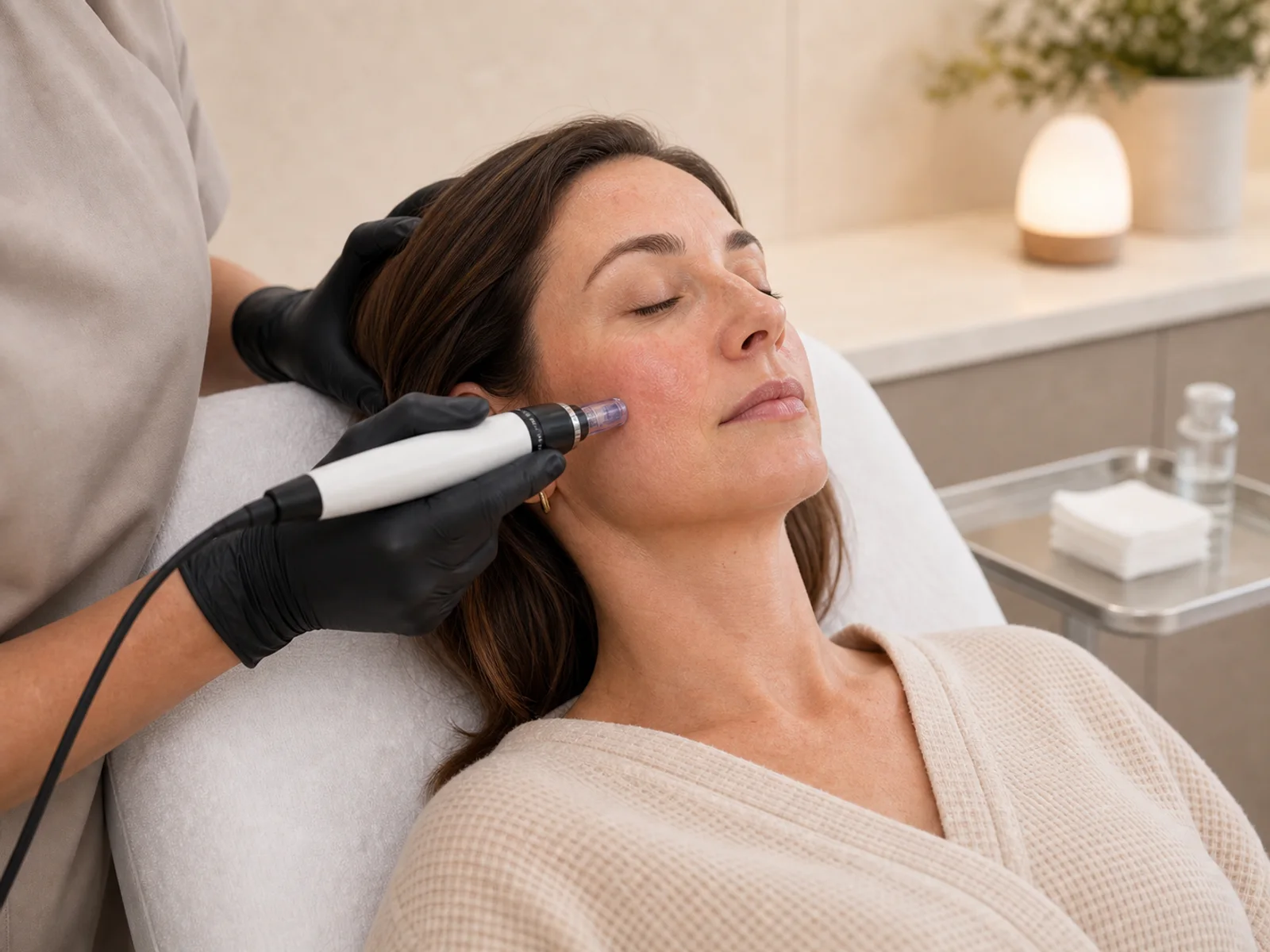 Medical microneedling treatment in progress at Refined Medical Aesthetics.